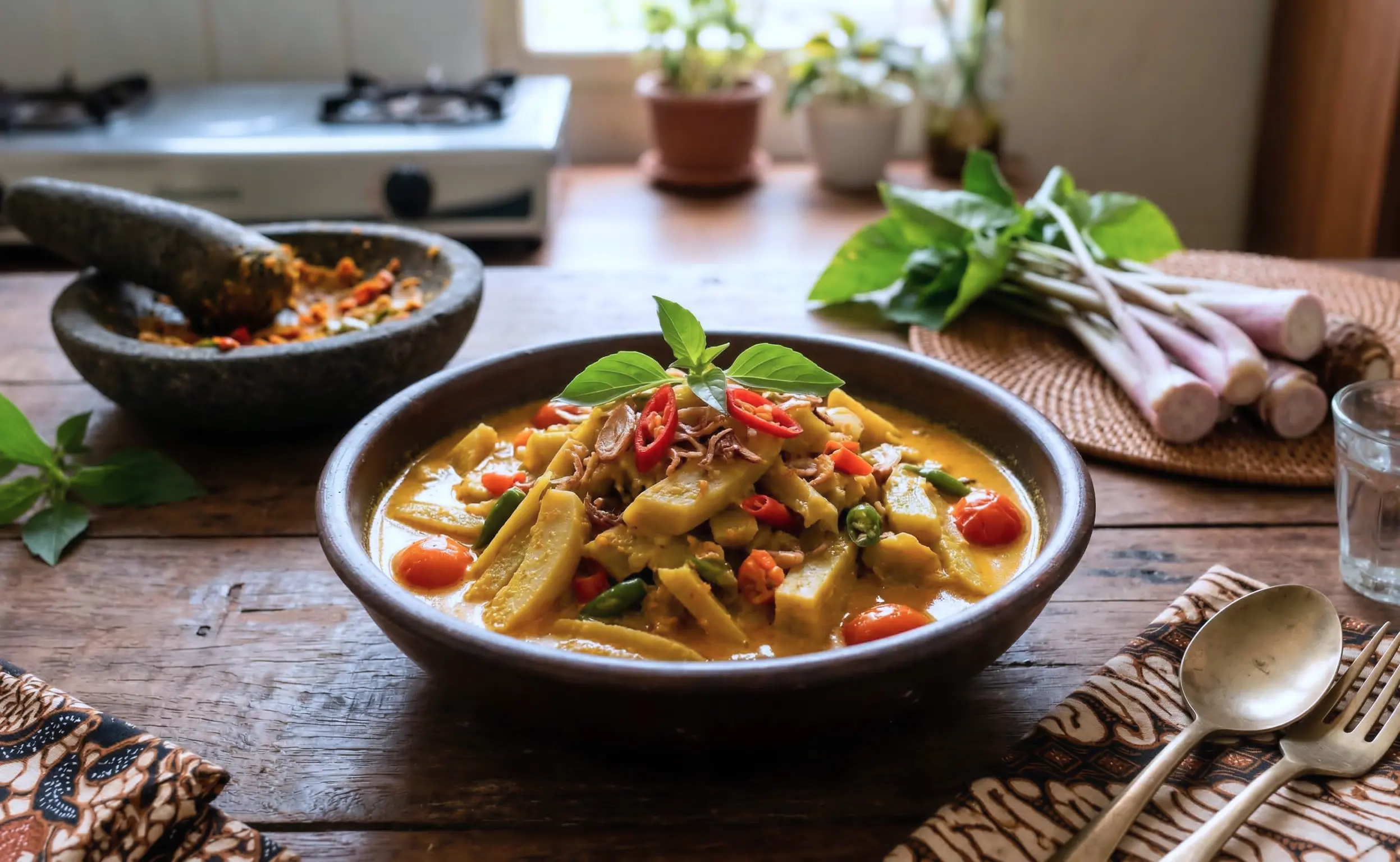 Sayur Lompong Batang Talas Kuah Santan Rempah, Teknik Aman Mengolah agar Tidak Gatal dan Tetap Bernutrisi